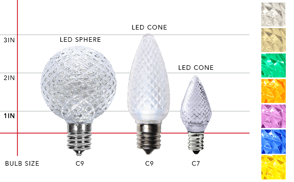 Christmas LED Light Bulb Size Comparison