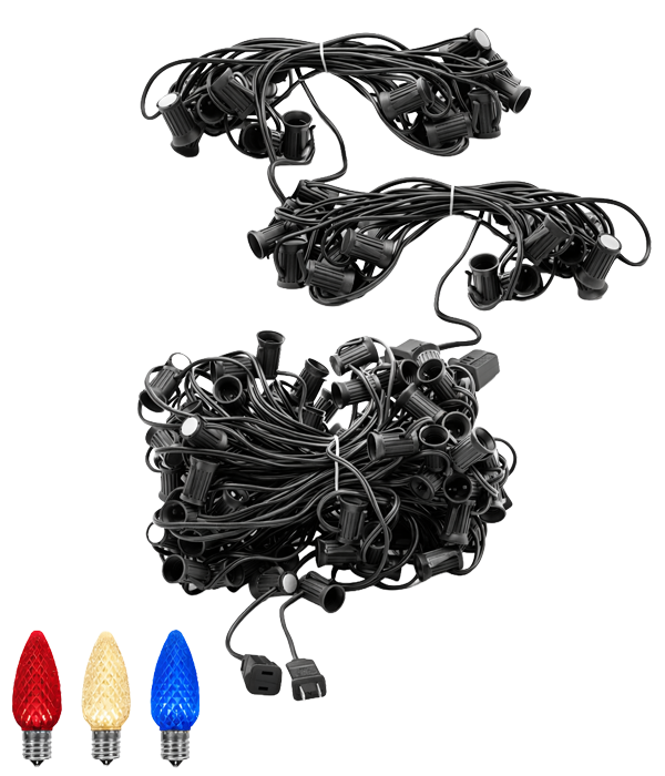 4th of July LED lights decorating home exterior in red white and blue